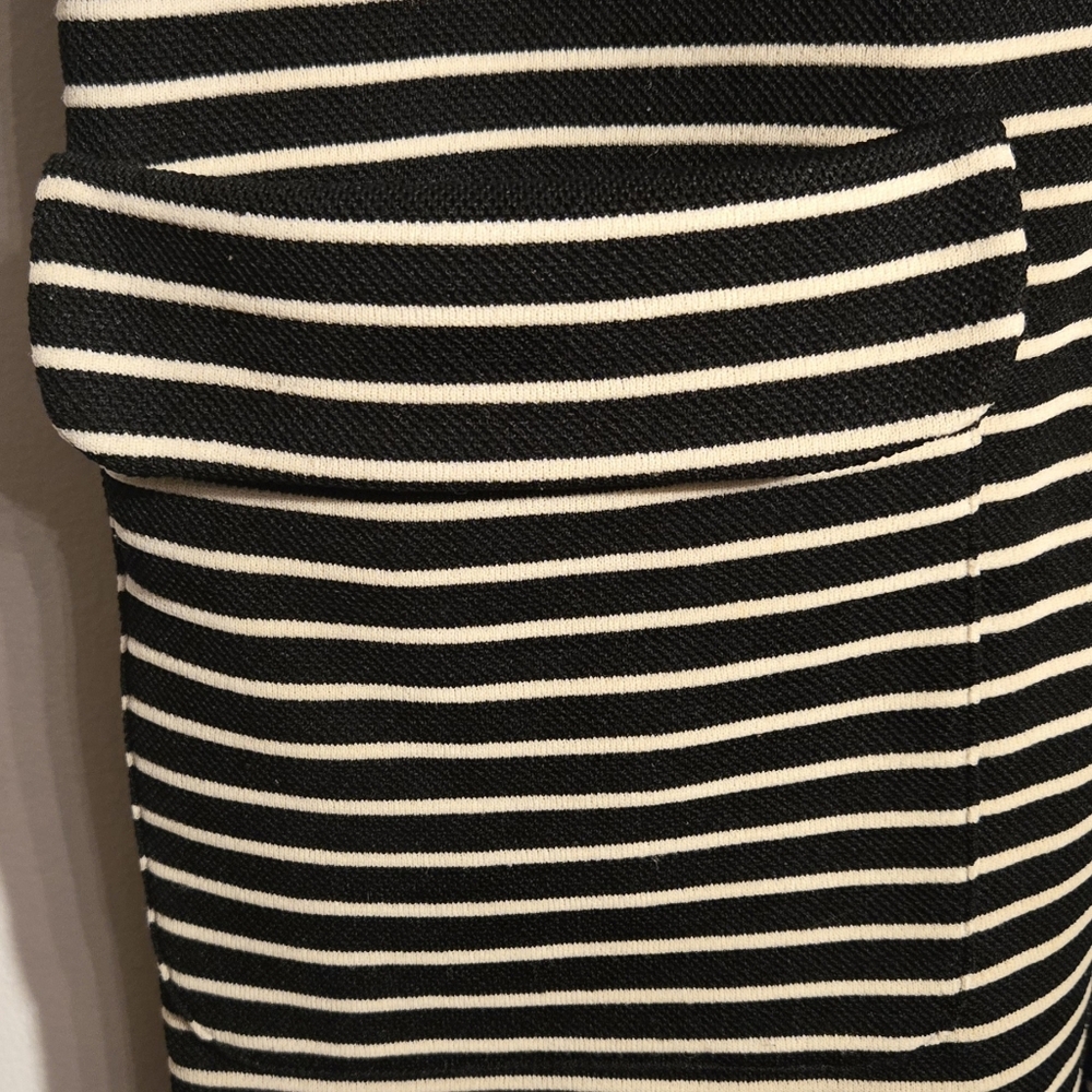 Lacoste Vintage 1970's Chemise Black and White Striped Zip Front Dress - Picture 3 of 5